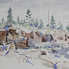 Vintage Watercolor “Bar Harbour Aug 46”