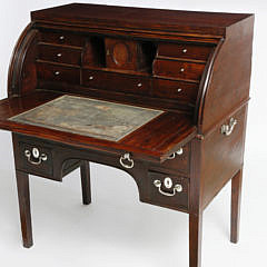 Important Chinese Export Cumshing Silver Mechanical Cylinder Desk, circa 1800