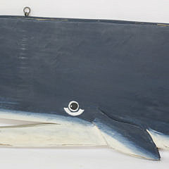 Large Carved and Painted Wood Hanging Whale Sign