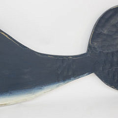 Large Carved and Painted Wood Hanging Whale Sign