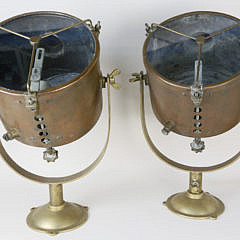 Pair of Copper and Brass Ship’s Spotlights, early 20th Century