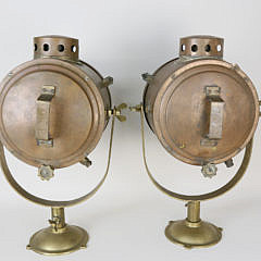 Pair of Copper and Brass Ship’s Spotlights, early 20th Century