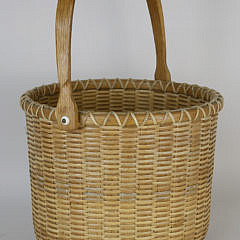 Arthur Martin Nantucket Basket, Round Open Swing Handle with Ivory Ears