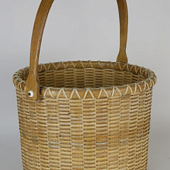 Arthur Martin Nantucket Basket, Round Open Swing Handle with Ivory Ears