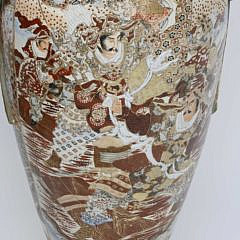 Signed Satsuma Temple Vase