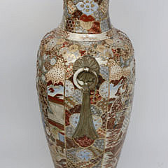 Signed Satsuma Temple Vase