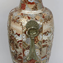 Signed Satsuma Temple Vase