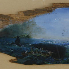 Christopher Robbins, Oil on Irregular/Free Form Panel, “Whaling Between Storms”