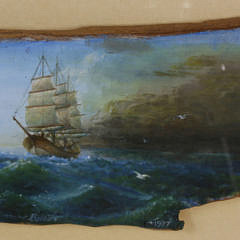 Christopher Robbins, Oil on Irregular/Free Form Panel, “Whaling Between Storms”