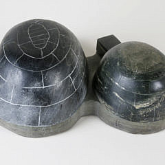 Inuit Soapstone Sculpture of Two Adjoining Igloos, 20th Century