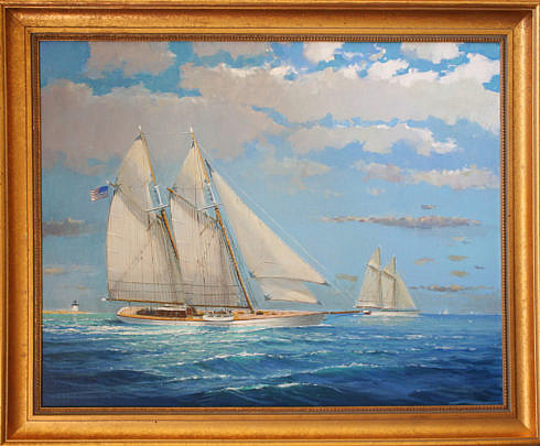 136-3520 William Lowe Oil Schooners Exiting Harbor