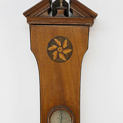 George III Inlaid Mahogany Wheel Barometer, c. 1790-1800