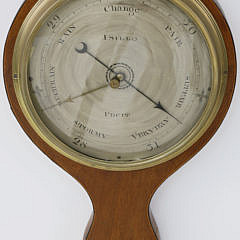 George III Inlaid Mahogany Wheel Barometer, c. 1790-1800