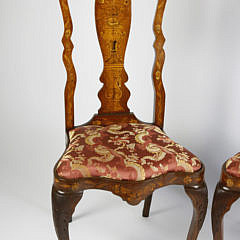 Pair of Dutch Marquetry Side Chairs, late 19th Century