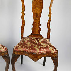 Pair of Dutch Marquetry Side Chairs, late 19th Century