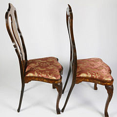 Pair of Dutch Marquetry Side Chairs, late 19th Century