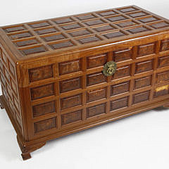 Chinese Export Burlwood Paneled Nanmu Wood Trunk Lined with Camphorwood