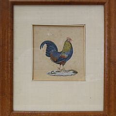 China Trade Gouache and Ink Picture of a Bantam Cock, mid 19th Century