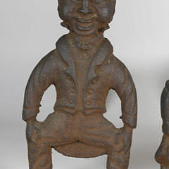 Pair of American 19th Century Cast Iron Figural Andirons