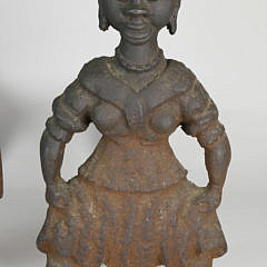 Pair of American 19th Century Cast Iron Figural Andirons