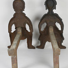 Pair of American 19th Century Cast Iron Figural Andirons