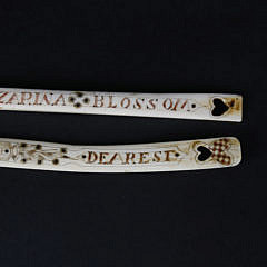 Sailor Made Pair of Scrimshaw Utensils, circa 1843