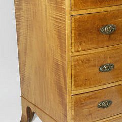 American Federal Bird’s Eye Maple Bow Front Chest of Drawers, circa 1810