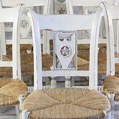 Set of 12 French Provincial Style Rush Seat Dining Chairs