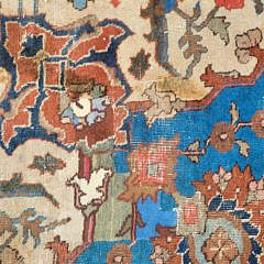 Vintage Blue and Rust Hue Hand Knotted Wool Persian Tabriz Carpet