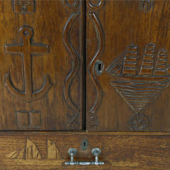 Maritime Carved and Inlaid Hanging Cabinet, circa 1880