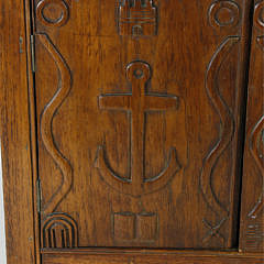 Maritime Carved and Inlaid Hanging Cabinet, circa 1880