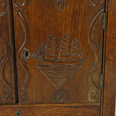 Maritime Carved and Inlaid Hanging Cabinet, circa 1880