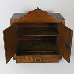 Maritime Carved and Inlaid Hanging Cabinet, circa 1880