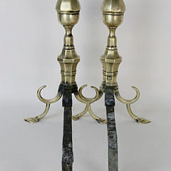 Pair of Fine Philadelphia Brass Andirons, late18th Century