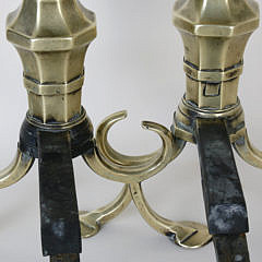 Pair of Fine Philadelphia Brass Andirons, late18th Century