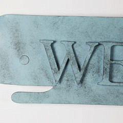 Verdigris Patinated Metal Whale “Welcome” Plaque