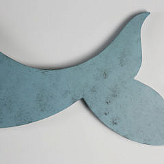 Verdigris Patinated Metal Whale “Welcome” Plaque