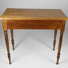 American Sheraton Maple and Tiger Maple One Drawer Writing Table, 19th century