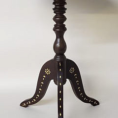 Bone Inlaid Mahogany Tripod Tilt Top Candle Stand