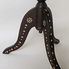 Bone Inlaid Mahogany Tripod Tilt Top Candle Stand