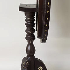 Bone Inlaid Mahogany Tripod Tilt Top Candle Stand