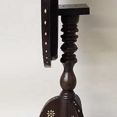 Bone Inlaid Mahogany Tripod Tilt Top Candle Stand