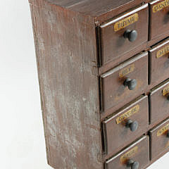 American 28 Drawer Grain Painted Apothecary Cabinet, mid 19th Century