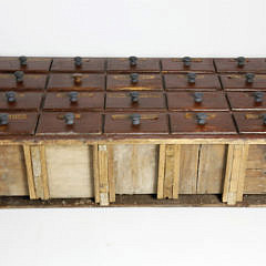 American 28 Drawer Grain Painted Apothecary Cabinet, mid 19th Century