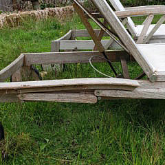 Pair of Gloster Teak Chaise Lounges and Side Tables