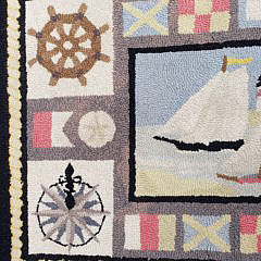 Vintage Claire Murray Nantucket Nautical Hooked Rug Carpet