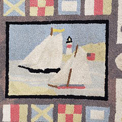 Vintage Claire Murray Nantucket Nautical Hooked Rug Carpet