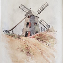 Jane Brewster Reid Nantucket Watercolor on Paper, “The Old Mill”