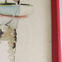 Large Doris and Richard Beer Watercolor on Paper Nantucket Harbor