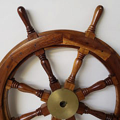 Vintage Teak and Brass Ship’s Wheel